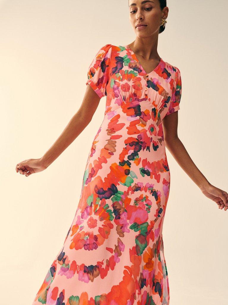 Hope Printed Bias Cut Dress in PINK PR - MIXED