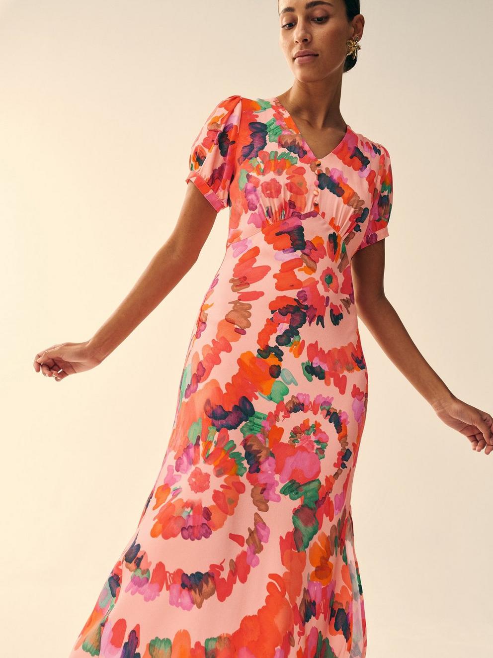 Hope Printed Bias Cut Dress in PINK PR - MIXED