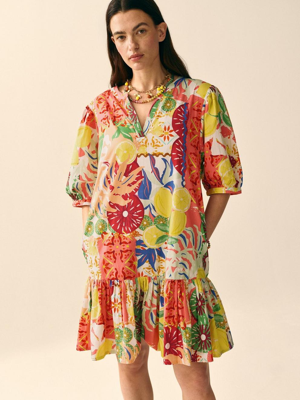 Bex V Neck Dress in YELLOW MLT - MIXED