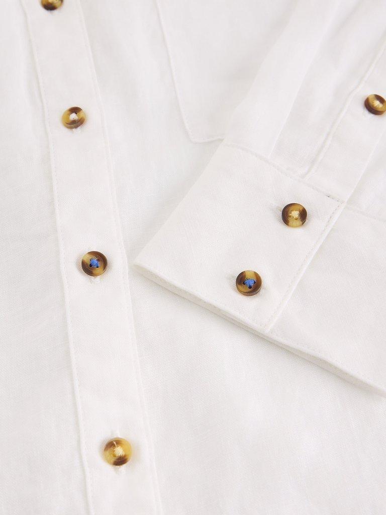 Sadie Linen Boyfriend Shirt  in BRIL WHITE - FLAT DETAIL