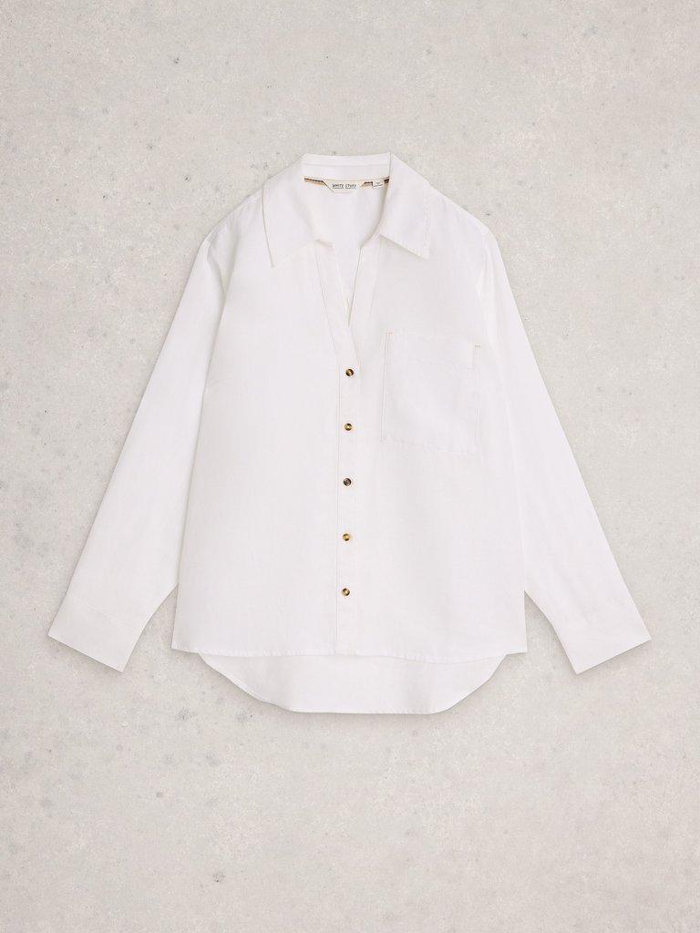 Sadie Linen Boyfriend Shirt  in BRIL WHITE - FLAT FRONT