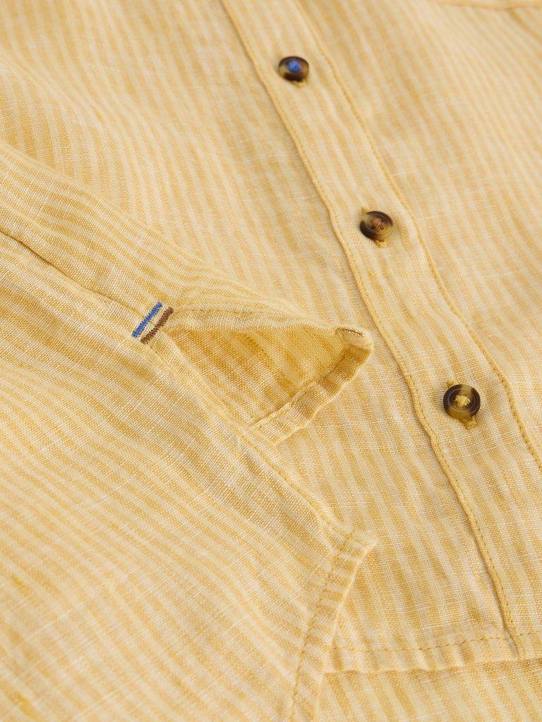 Sadie Linen Boyfriend Shirt in YELLOW MLT - FLAT DETAIL