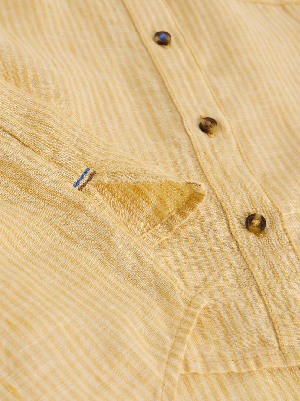 Sadie Linen Boyfriend Shirt in YELLOW MLT - FLAT DETAIL