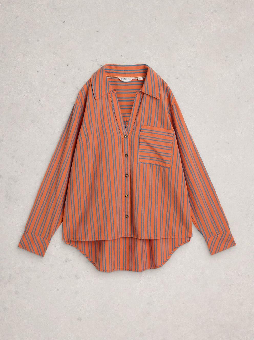 Sadie Boyfriend Shirt in ORANGE MLT - FLAT FRONT