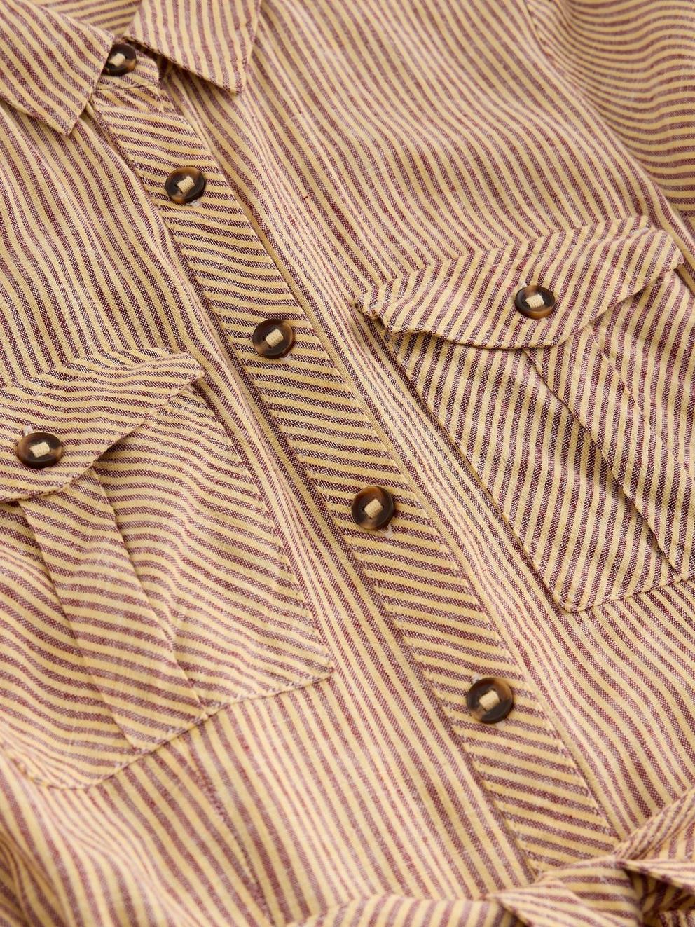 Tiff Linen Blend Shirt Dress in NAT MLT - FLAT DETAIL