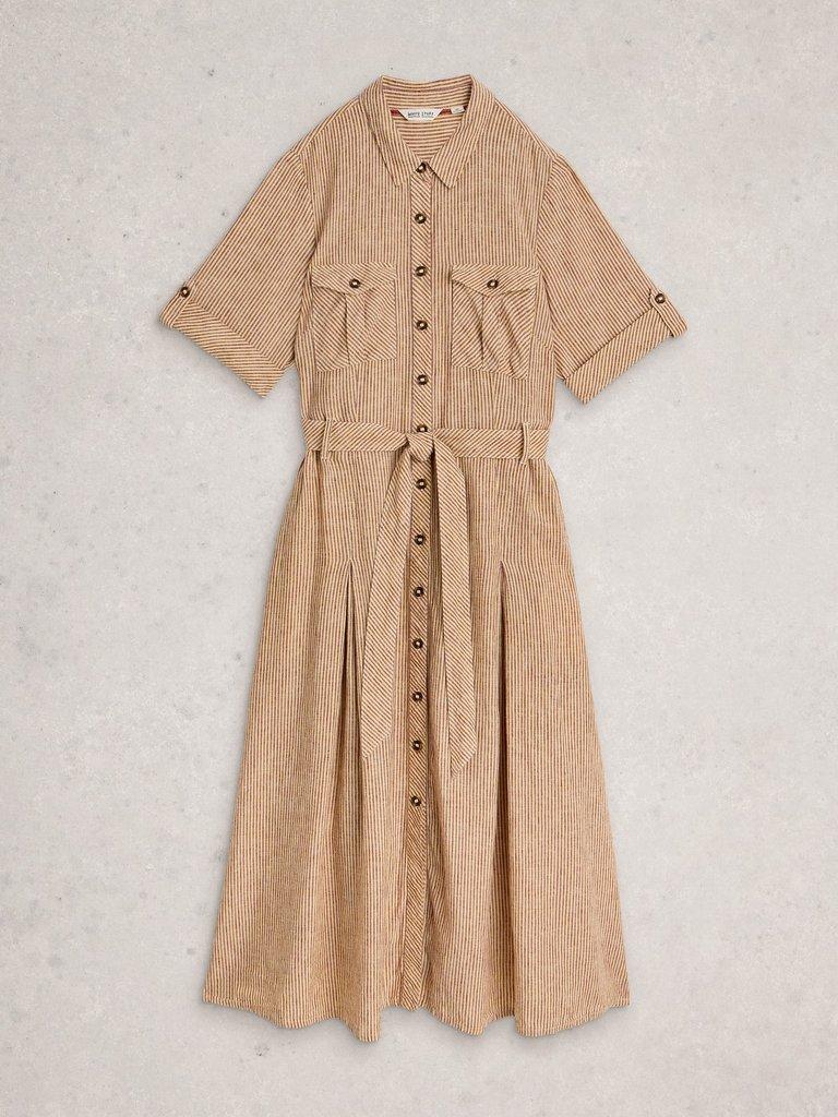 Tiff Linen Blend Shirt Dress in NAT MLT - FLAT FRONT
