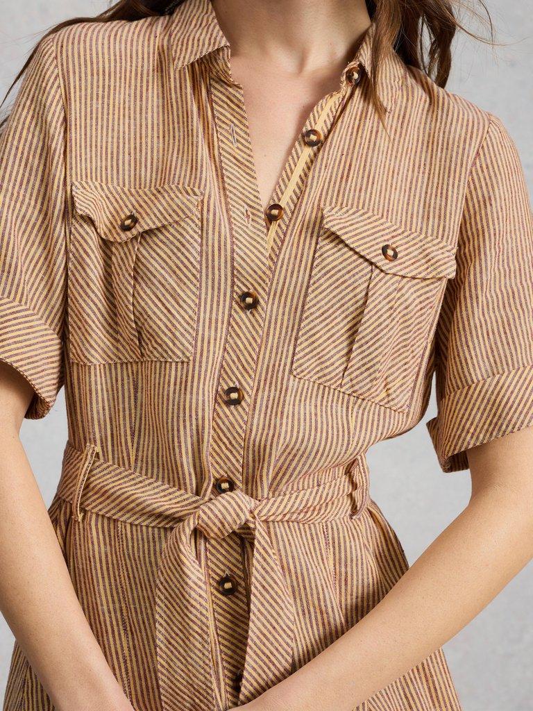 Tiff Linen Blend Shirt Dress in NAT MLT - LIFESTYLE