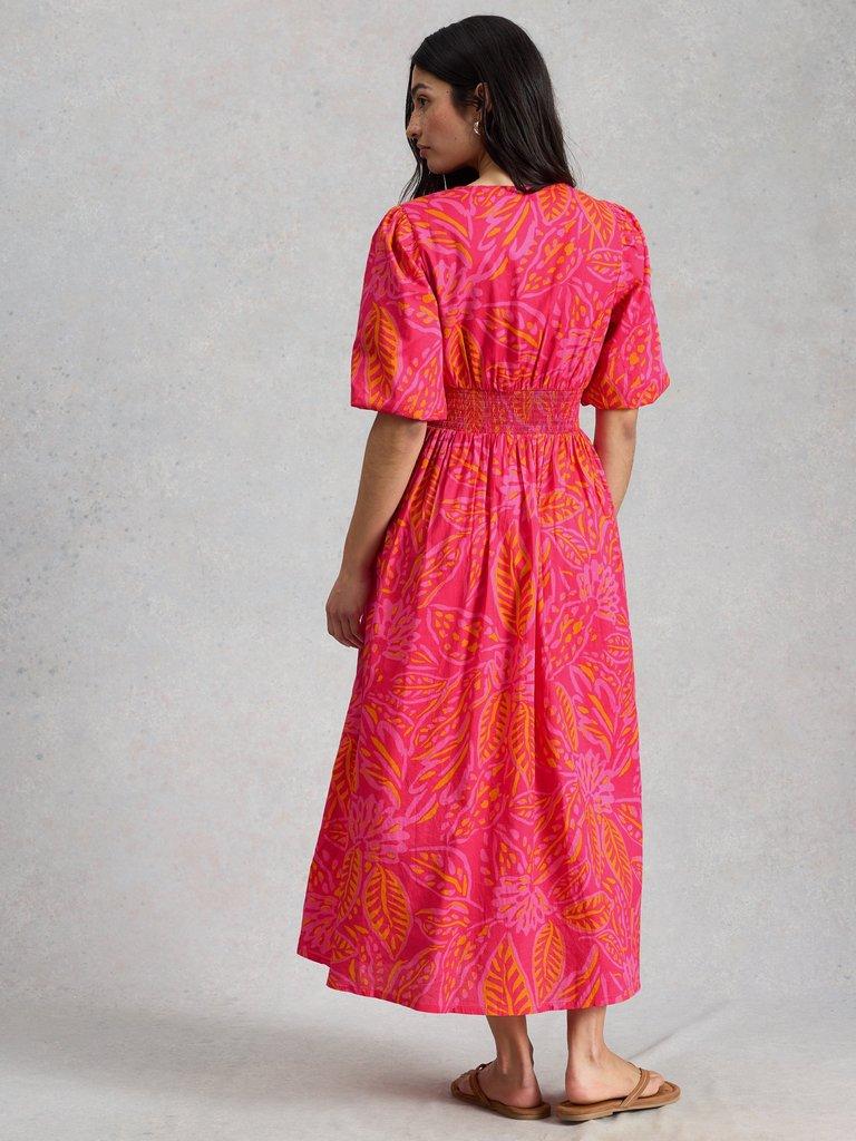 Leela Midi Dress in PINK PR - MODEL BACK