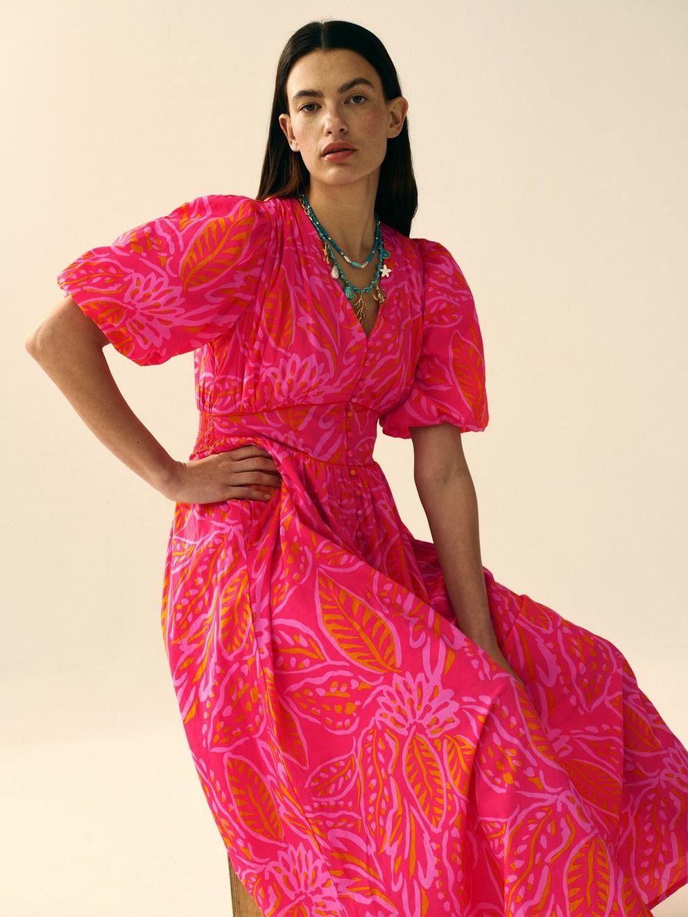 Leela Midi Dress in PINK PR - MIXED