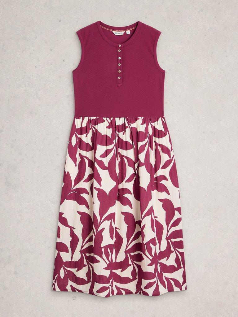 Shay Midi Jersey Mix Dress in PINK MLT - FLAT FRONT