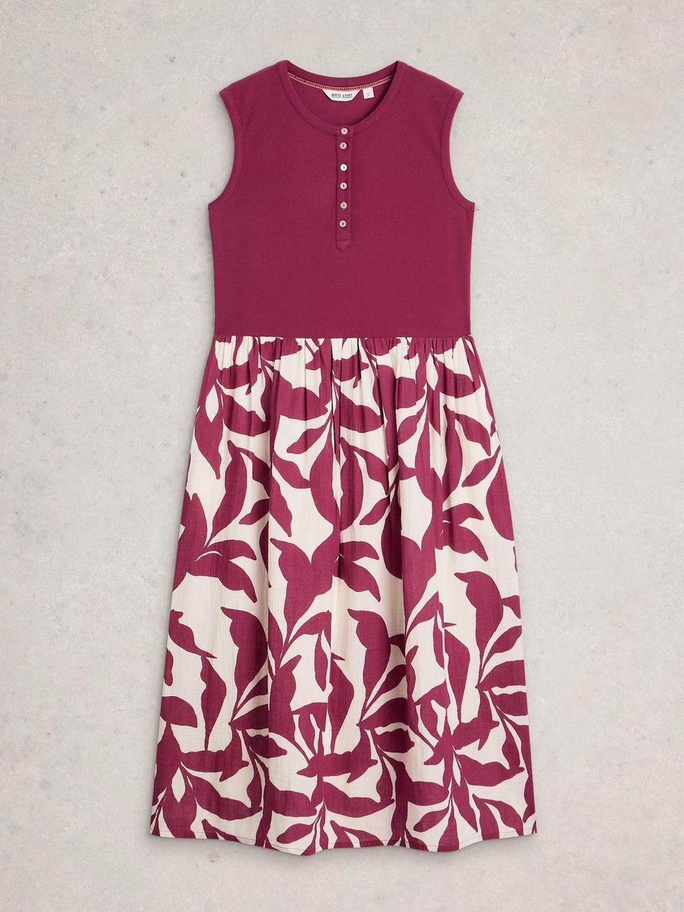 Shay Midi Jersey Mix Dress in PINK MLT - FLAT FRONT