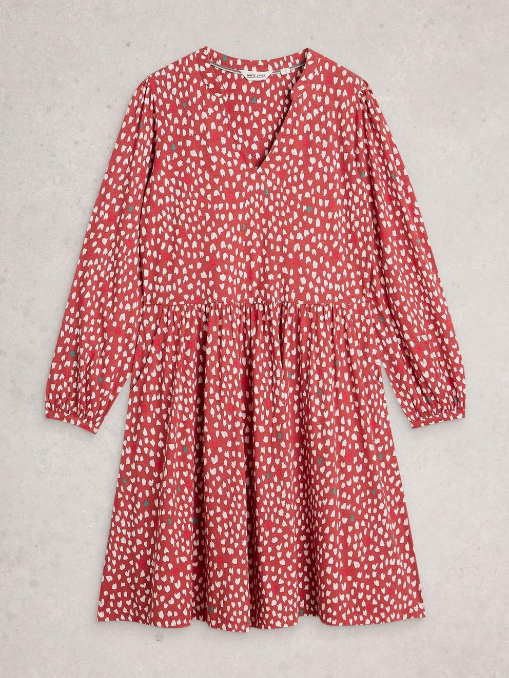 Lola Jersey Notch Neck Dress in PINK PR - FLAT FRONT