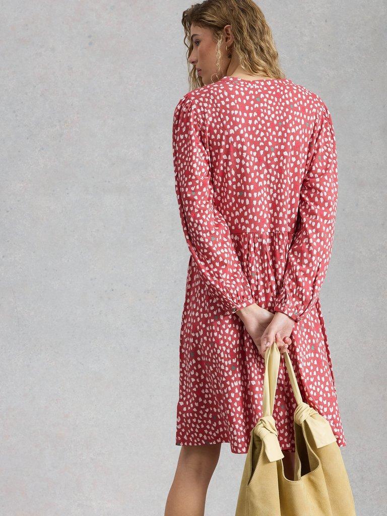 Lola Jersey Notch Neck Dress in PINK PR - MODEL BACK