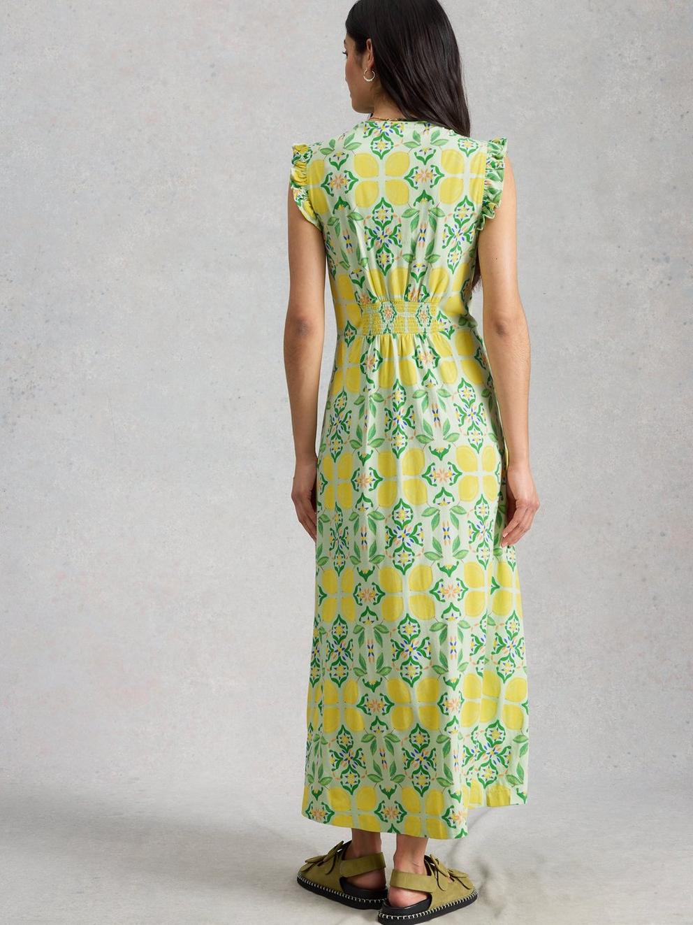 Lorna Jersey Maxi Dress in GREEN MLT - MODEL BACK