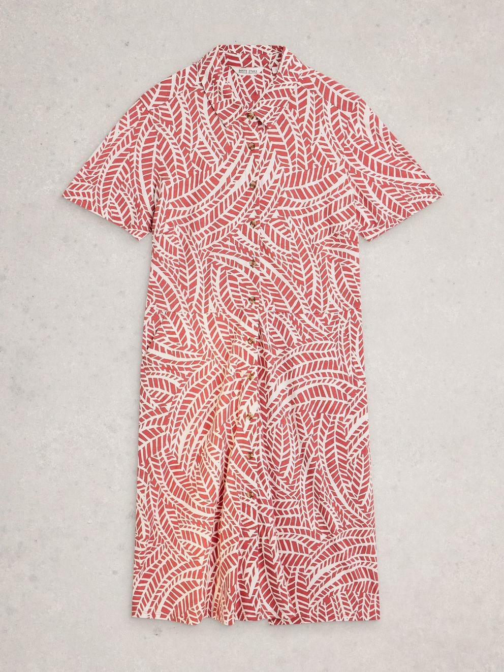 Ria Print Jersey Shirt Dress in PINK PR - FLAT FRONT
