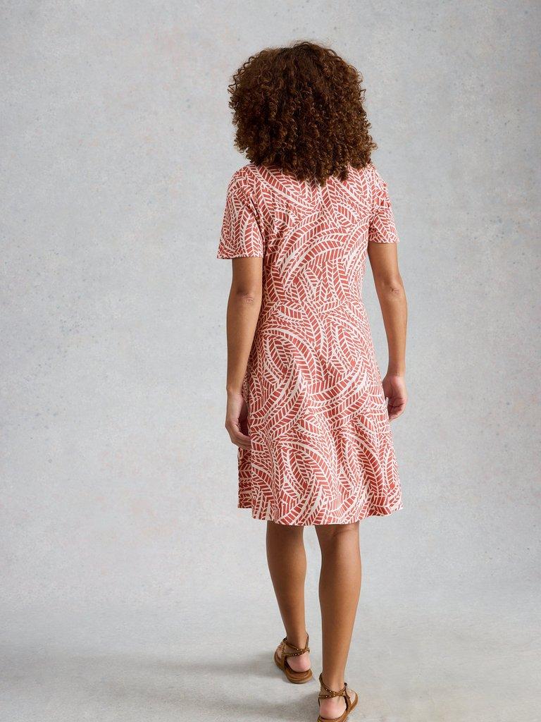 Ria Print Jersey Shirt Dress in PINK PR - MODEL BACK