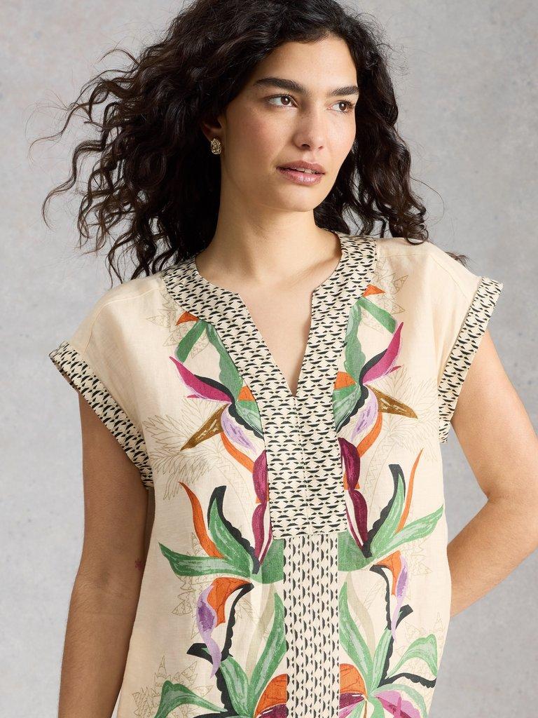 Jilly Linen Dress in NAT PR - MODEL FRONT