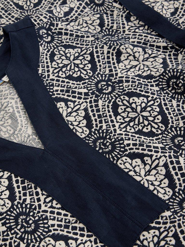 Jilly Linen Dress in NAVY MULTI - FLAT DETAIL