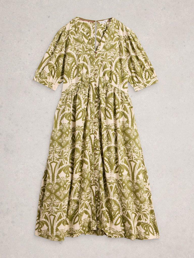 Fern Linen Blend Dress in GREEN PR - FLAT FRONT