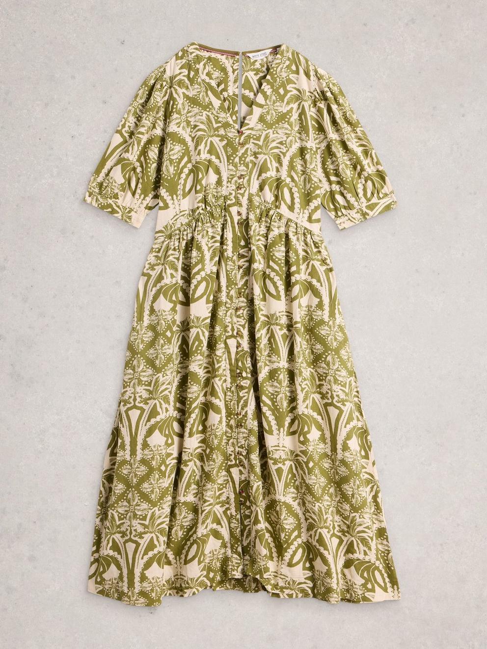 Fern Linen Blend Dress in GREEN PR - FLAT FRONT