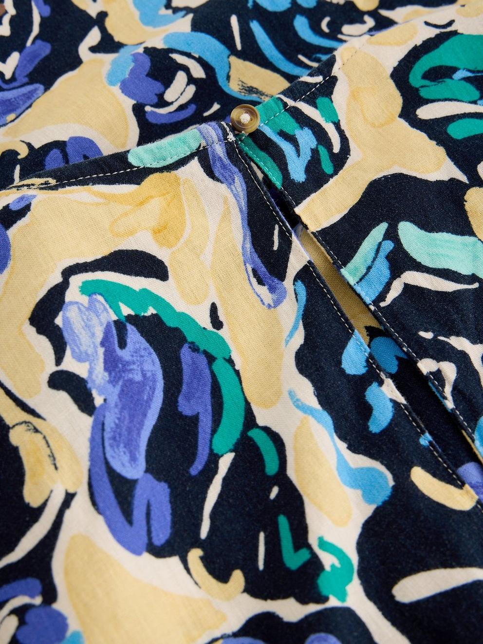 Fern Linen Blend Dress in NAVY MULTI - FLAT DETAIL