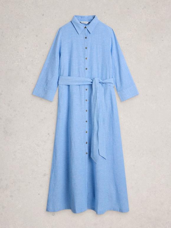 chinese dress ladies Things Between Linen Blend Polka Dot Maxi Dress in Brown M