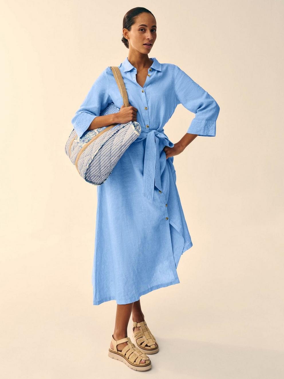 Soma Linen Shirt Dress in CHAMB BLUE - LIFESTYLE