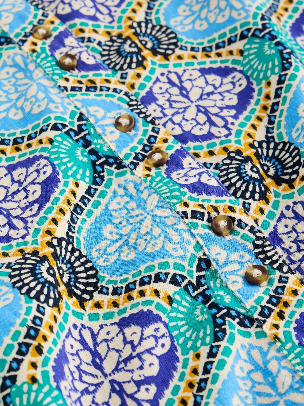 Val Linen Blend Dress in BLUE PR - FLAT DETAIL