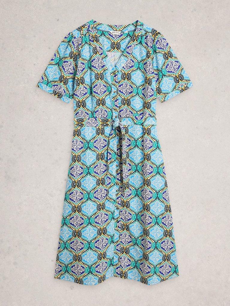 Val Linen Blend Dress in BLUE PR - FLAT FRONT