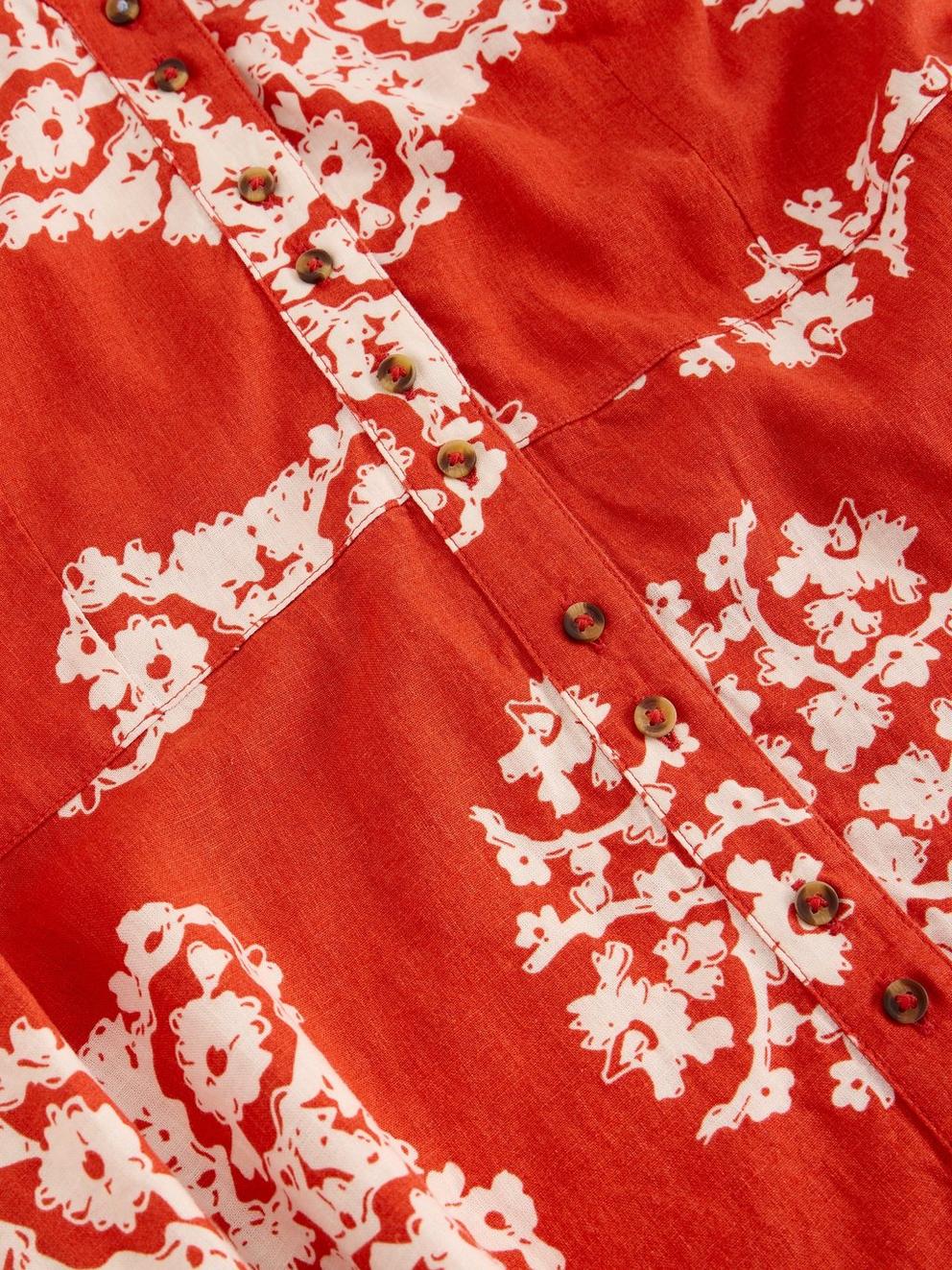 Val Linen Blend Dress in RED PR - FLAT DETAIL