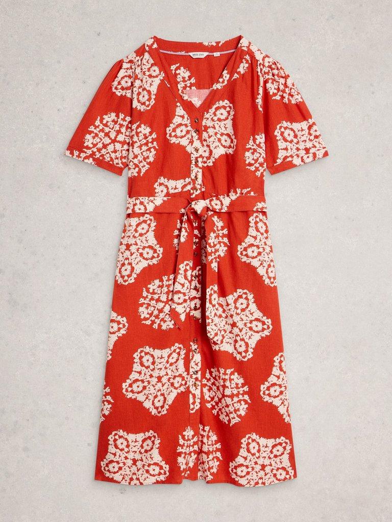 Val Linen Blend Dress in RED PR - FLAT FRONT