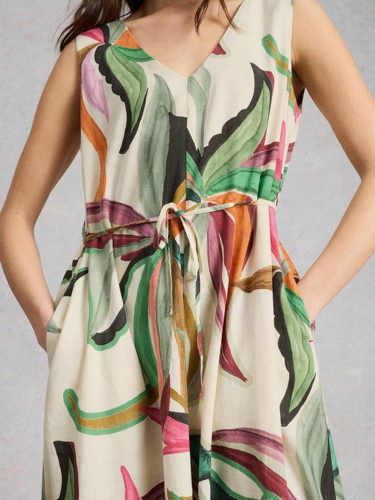 Poppy Linen Blend Maxi Dress in NAT PR - FLAT BACK