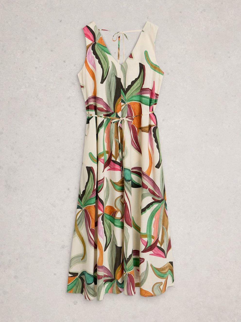 Poppy Linen Blend Maxi Dress in NAT PR - FLAT FRONT