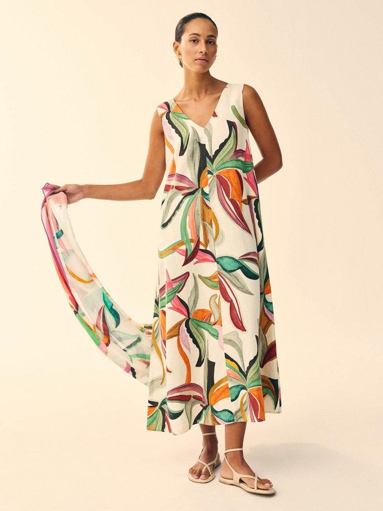 Poppy Linen Blend Maxi Dress in NAT PR - LIFESTYLE