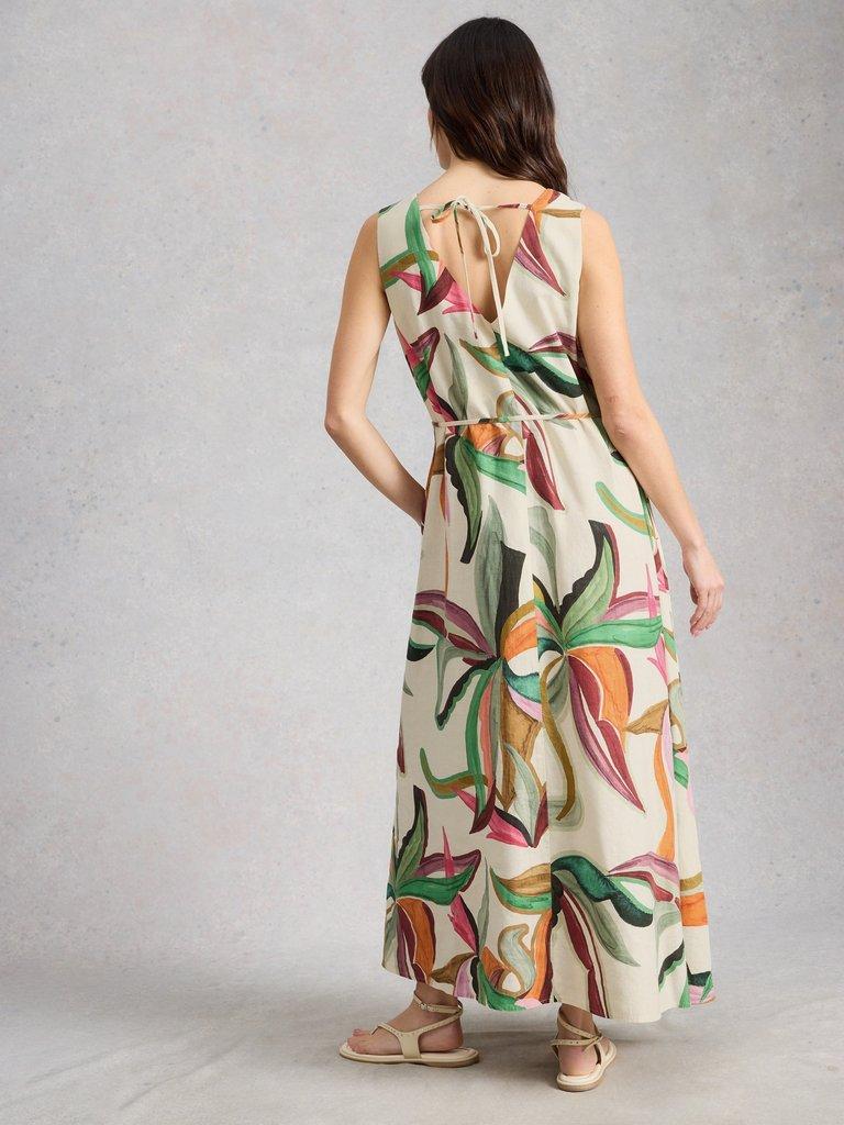 Poppy Linen Blend Maxi Dress in NAT PR - MODEL BACK