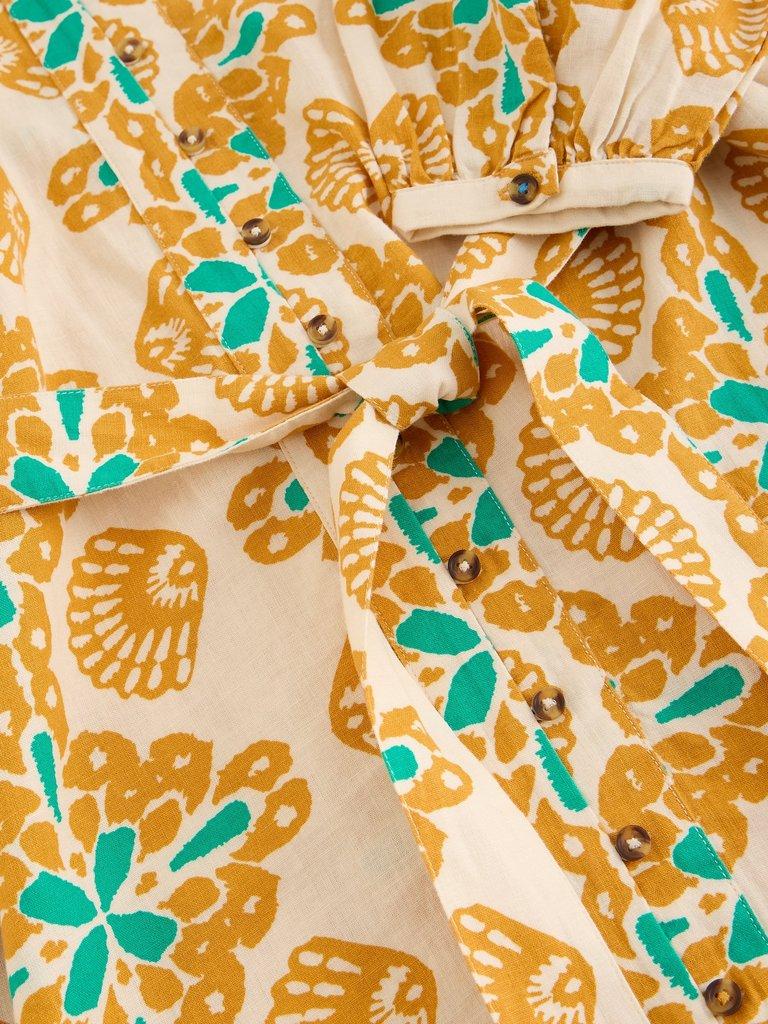 Petra Linen Blend Printed Dress in YELLOW PR - FLAT DETAIL