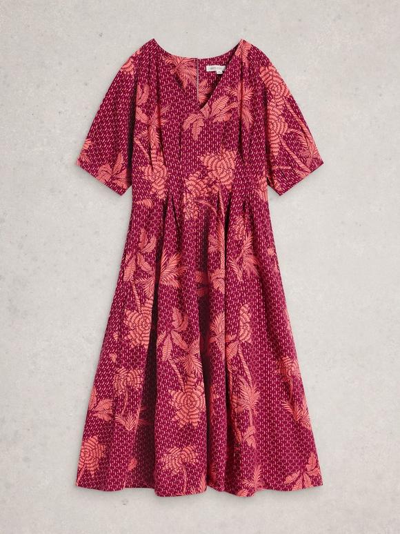 Fern Linen Blend Dress in NAVY MULTI | White Stuff