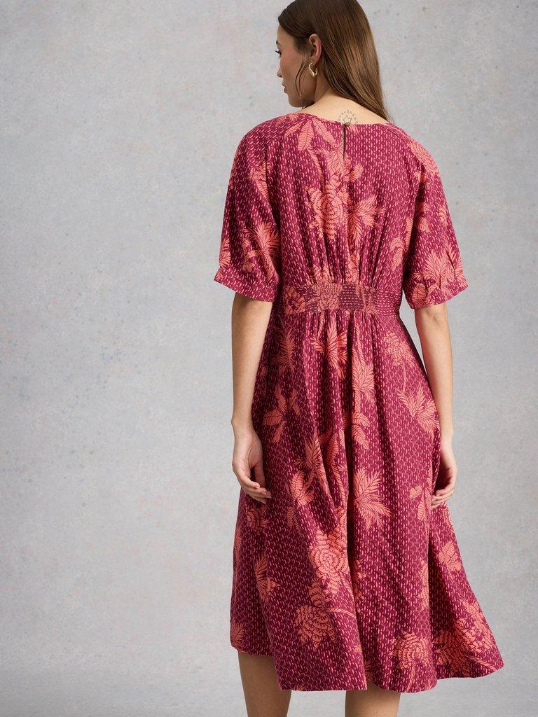 Kate Linen Blend Dress in PINK PR - MODEL BACK