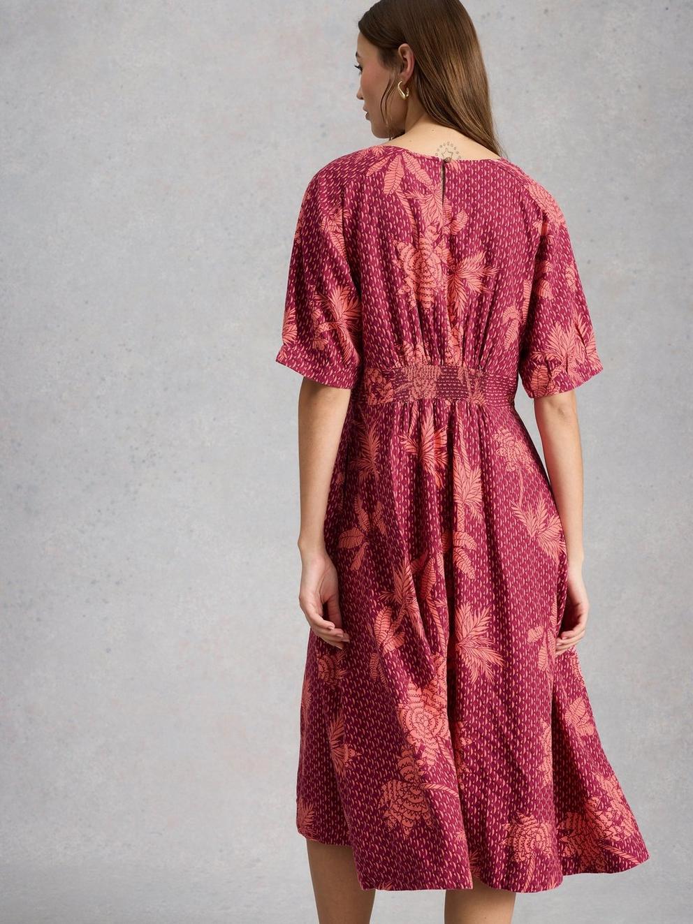 Kate Linen Blend Dress in PINK PR - MODEL BACK