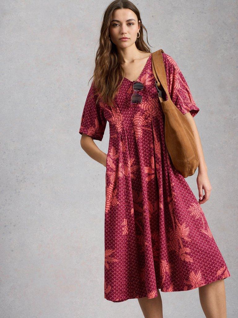 Kate Linen Blend Dress in PINK PR - MODEL DETAIL