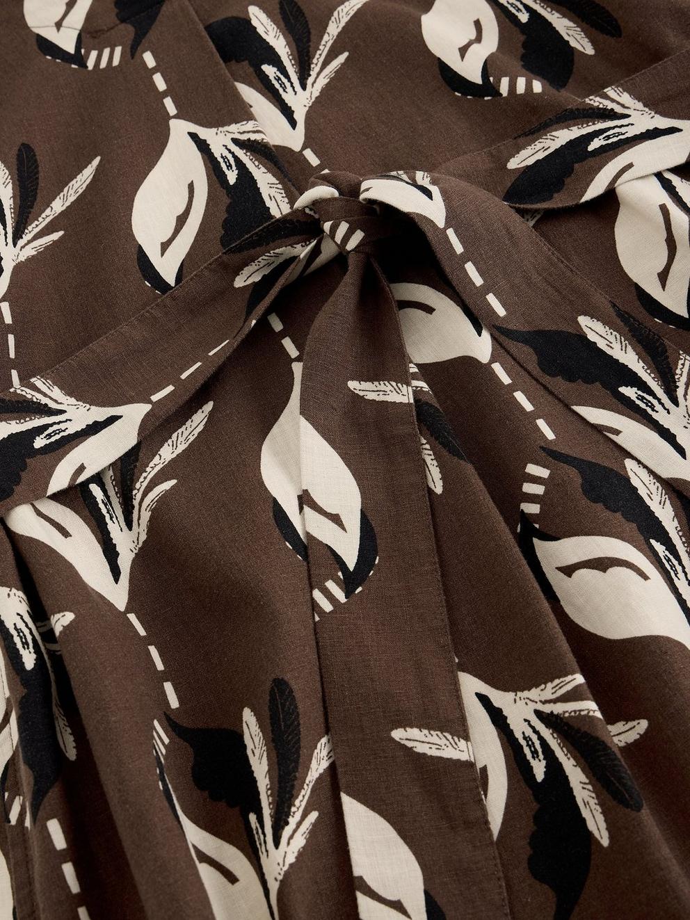 Mimi Linen Blend Dress in BROWN PR - FLAT DETAIL