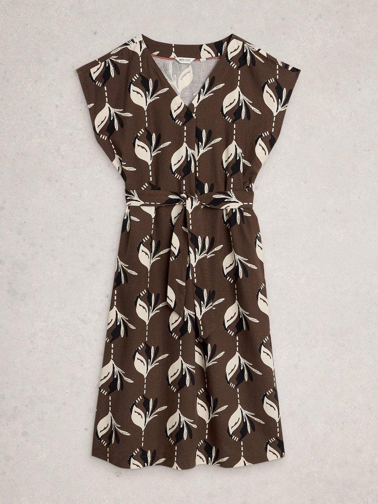 Mimi Linen Blend Dress in BROWN PR - FLAT FRONT
