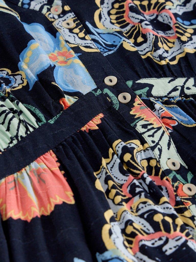 Phoebe V Neck Dress in NAVY MULTI - FLAT DETAIL