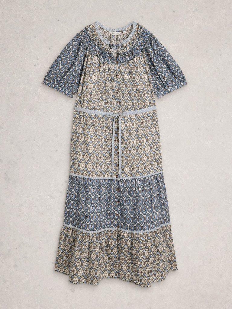 Ariel Midi Dress in BLUE MLT - FLAT FRONT