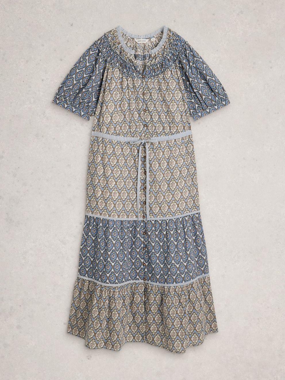 Ariel Midi Dress in BLUE MLT - FLAT FRONT