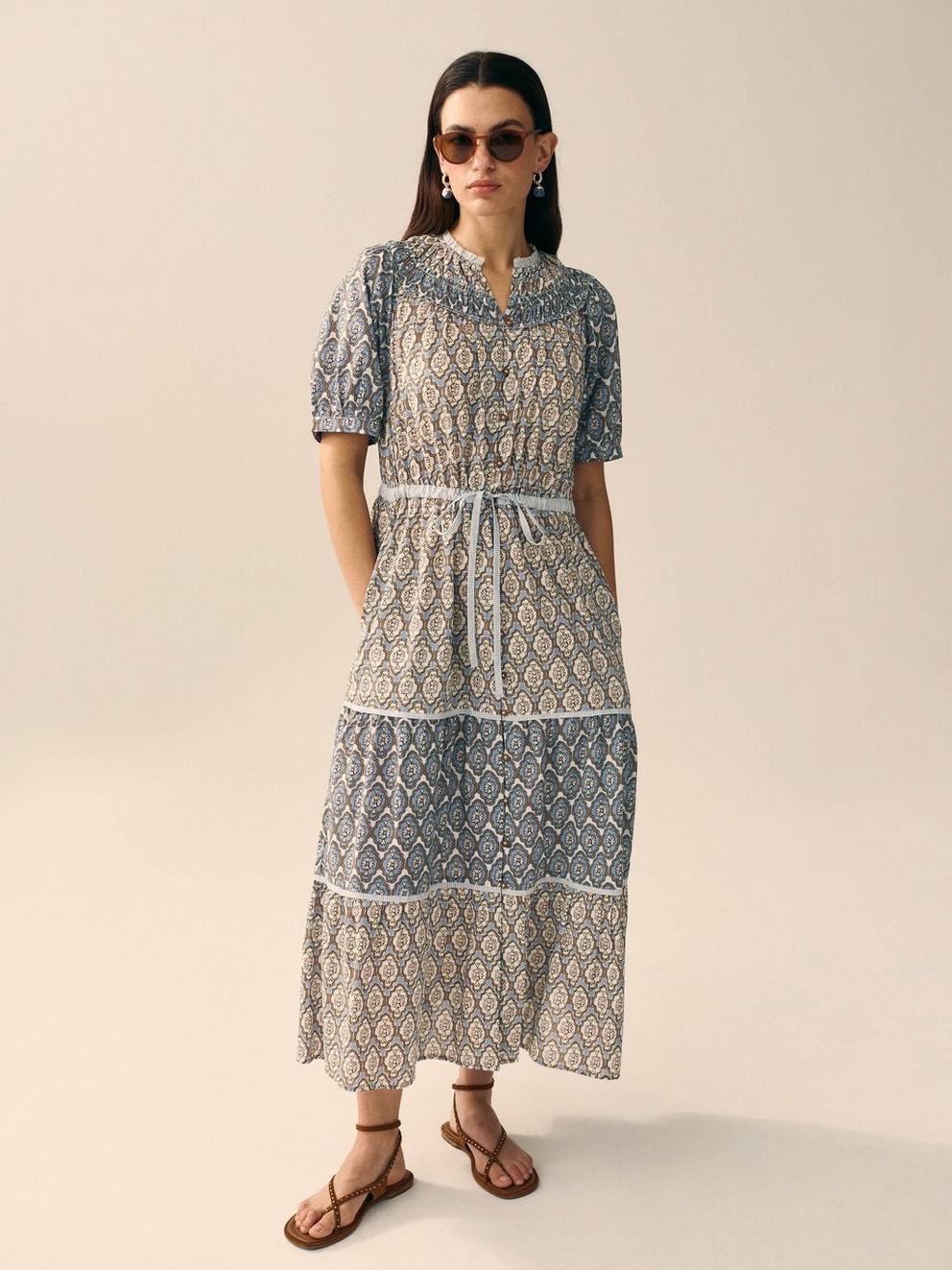 Ariel Midi Dress in BLUE MLT - LIFESTYLE