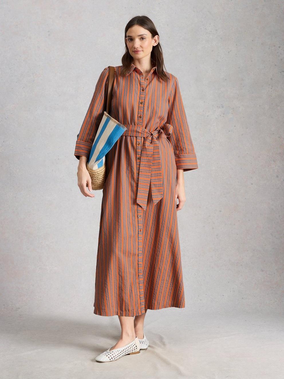 Soma Shirt Dress in ORANGE MLT - MODEL FRONT