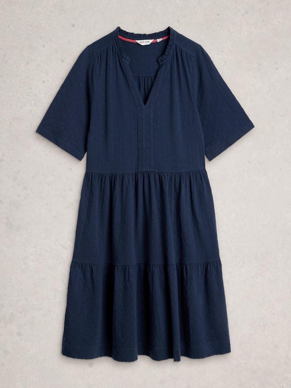 Sophia Jersey Dress in DARK NAVY - FLAT FRONT
