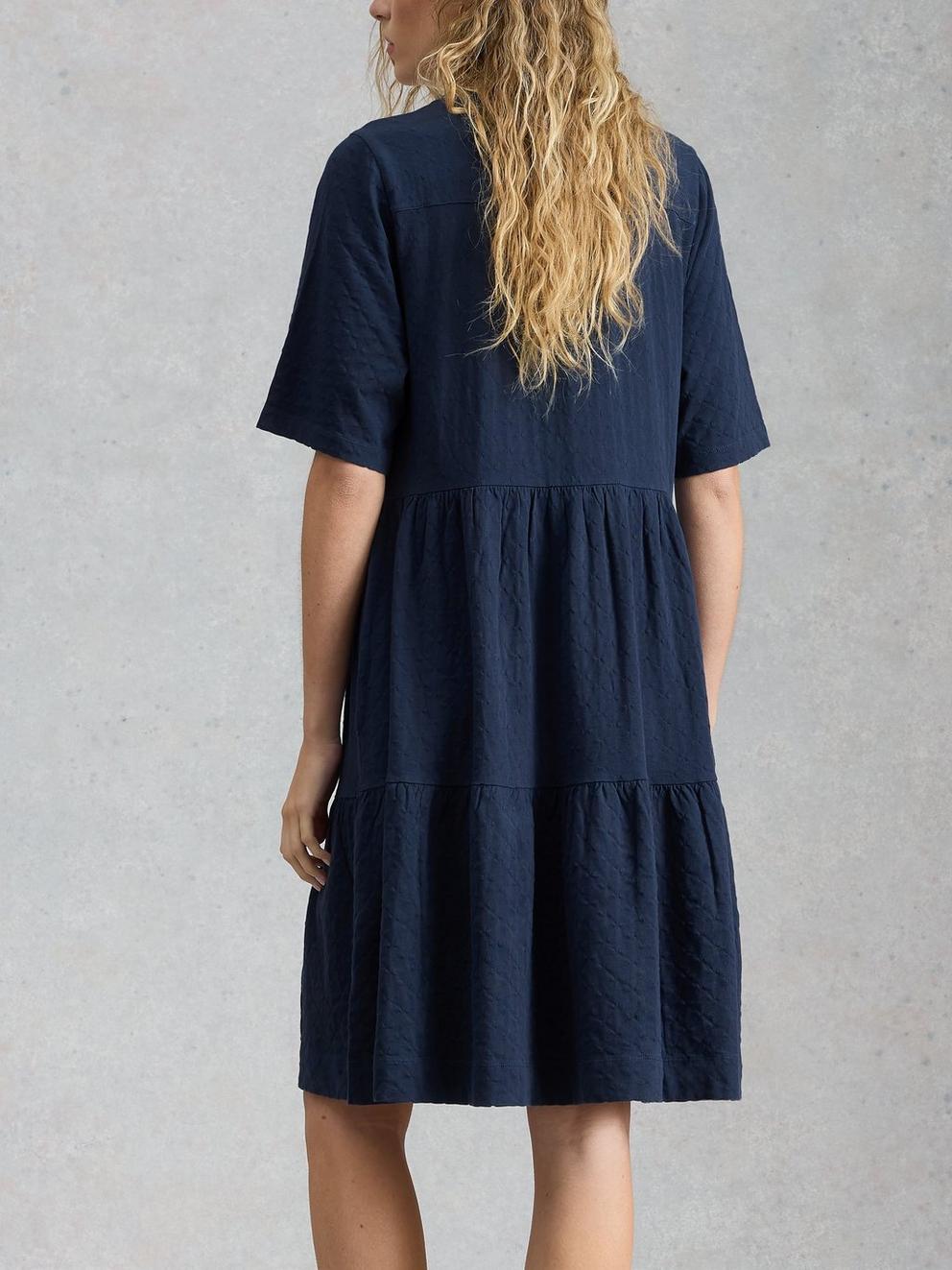 Sophia Jersey Dress in DARK NAVY - MODEL BACK