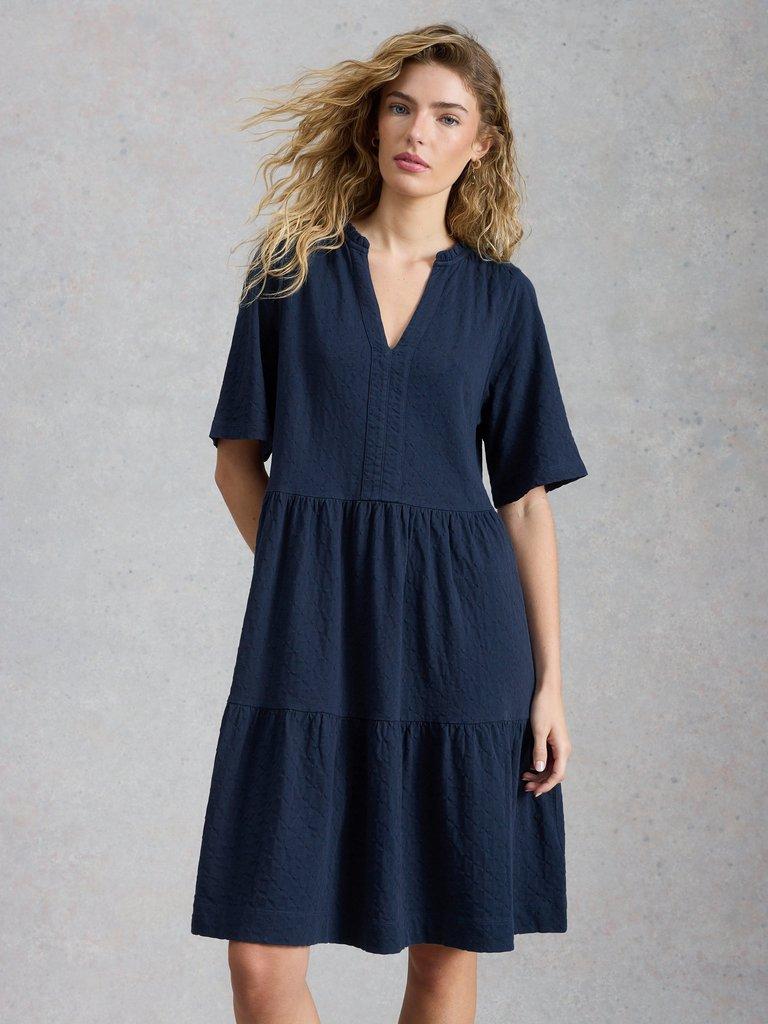 Sophia Jersey Dress in DARK NAVY - MODEL DETAIL